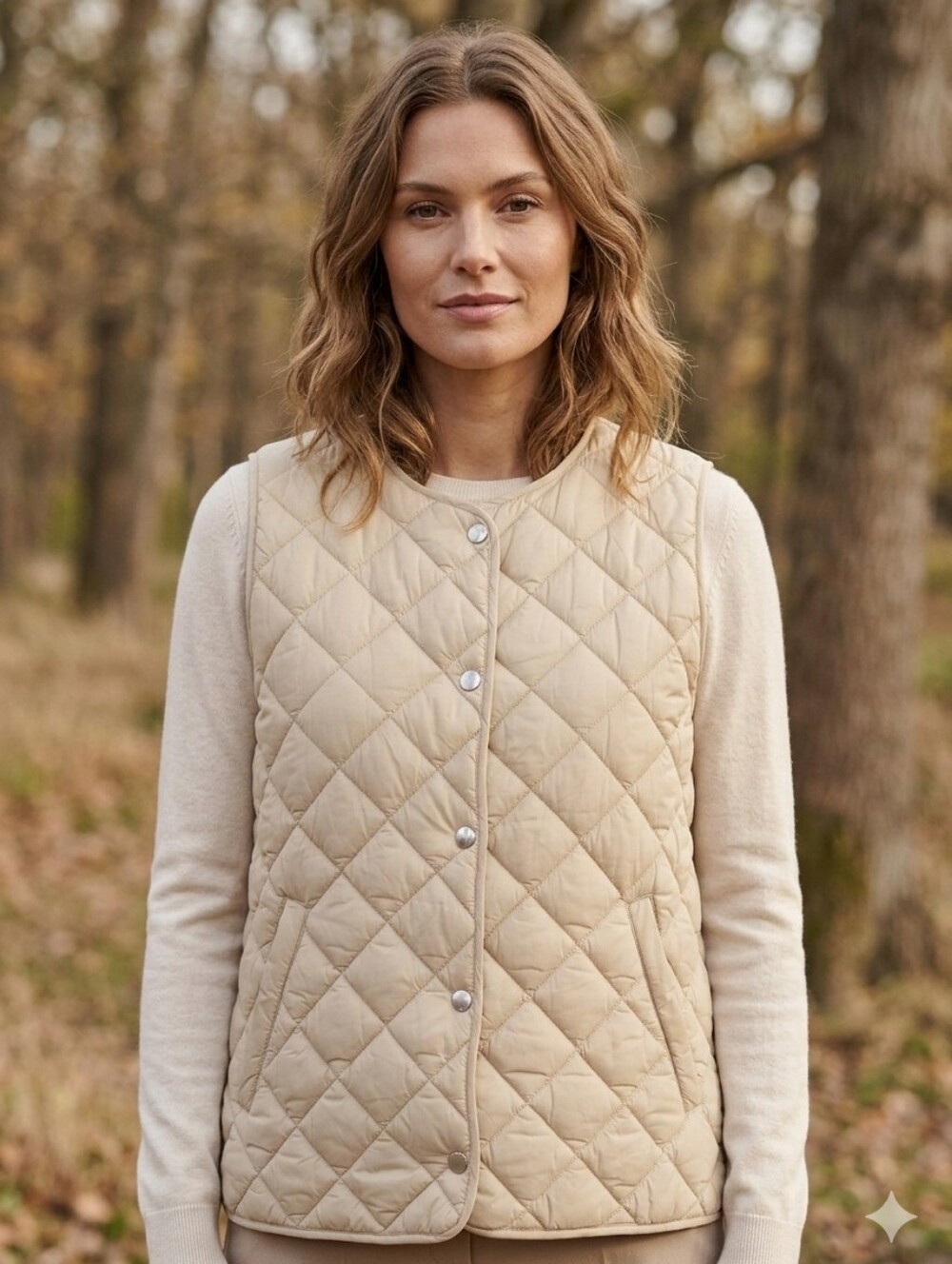 PART TWO QUILTED PUFFER VEST BEIGE SIZE 40 MINIMALIST